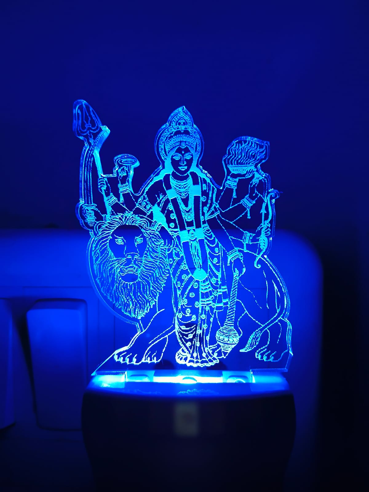 Maa Durga 3D Multicolour LED Acrylic Lamp