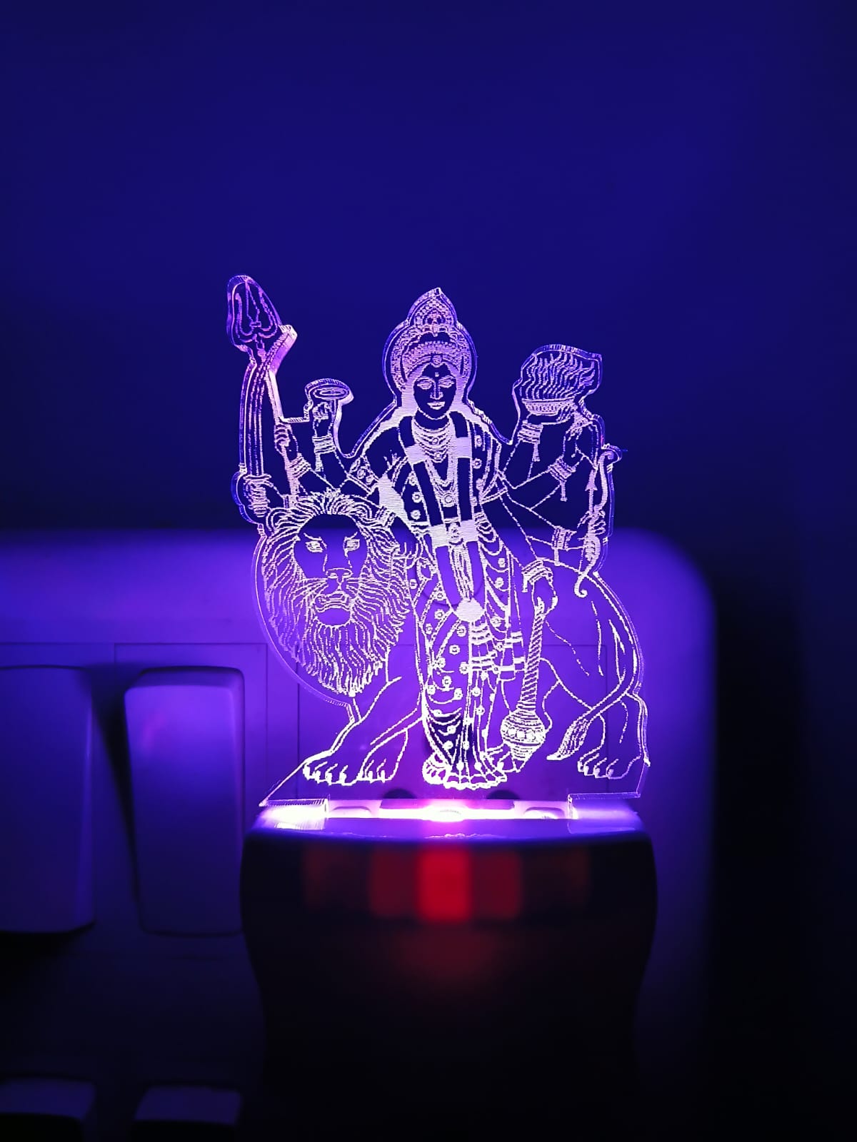 Maa Durga 3D Multicolour LED Acrylic Lamp